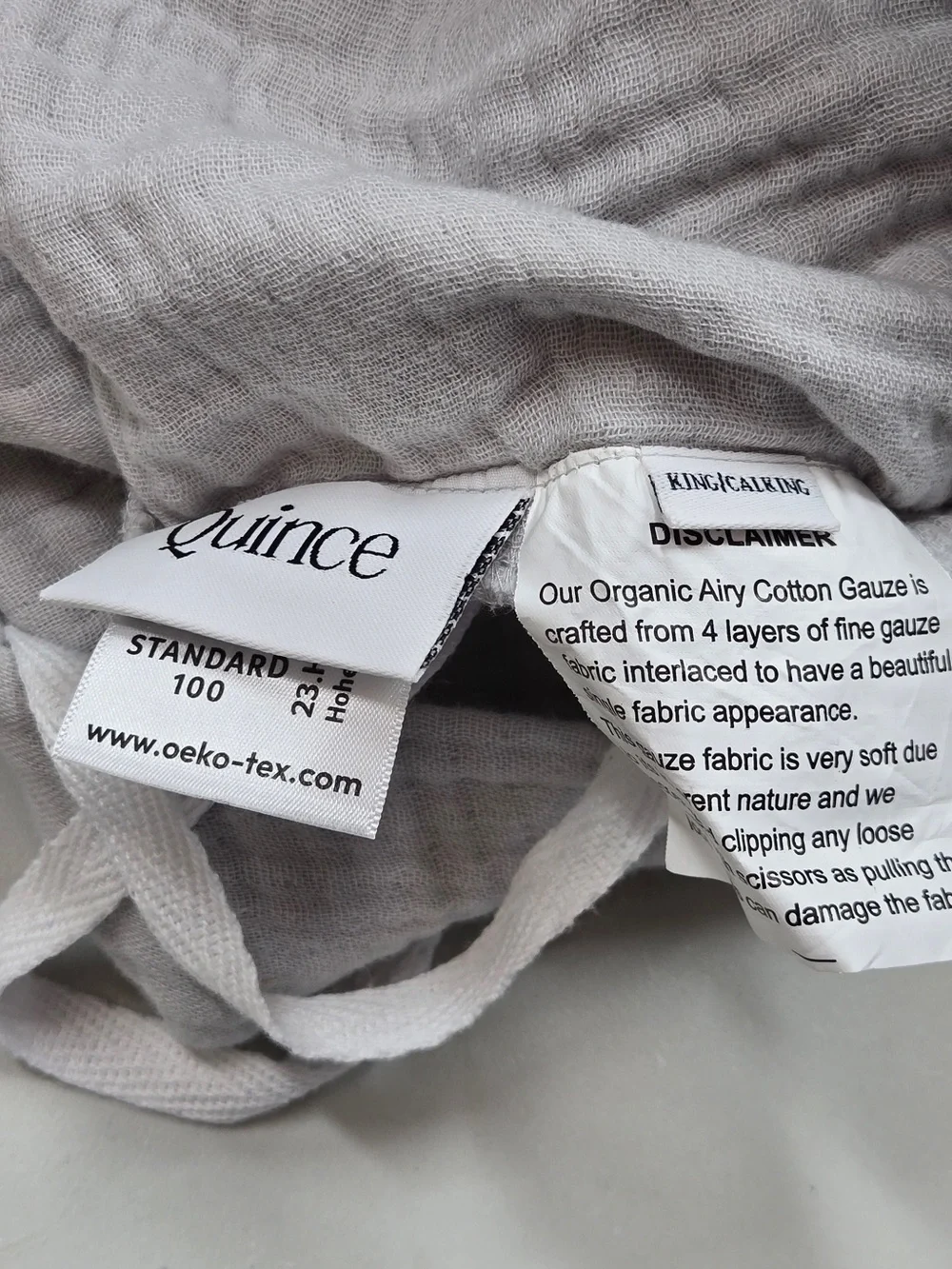 NWT QUINCE Organic Cotton Gauze Duvet Cover King/Cal King Light Grey 8547